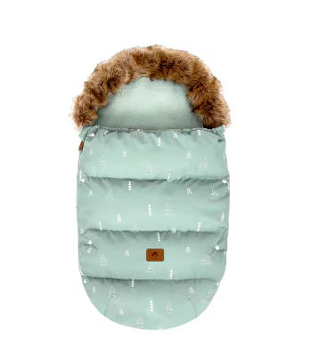 chancelière poussette triangle vert avec fourrure