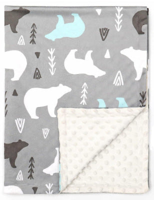 couverture bébé ours polaire - gris et blanc