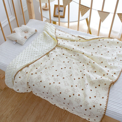 couverture bébé en velours - motif ours d'amour