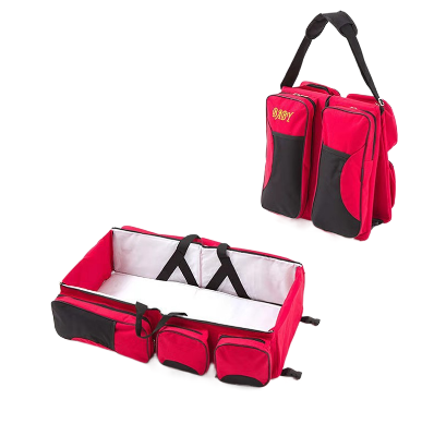 lit de voyage pour bébé - berceau et babybag rouge