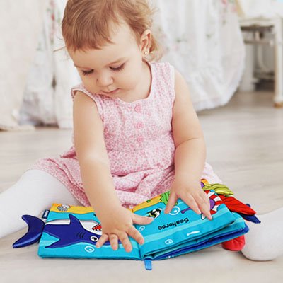 livre bébé en tissu - sensoriel éveil - crabe