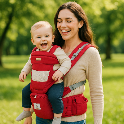 porte bébé 4 en 1 - ergonomique coton rouge
