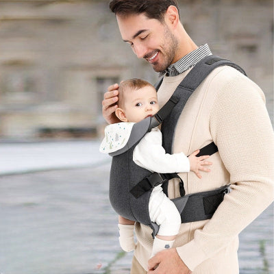 porte bebe gris papa avec bebe