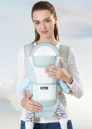 porte bébé vert glace - bébé avant maman