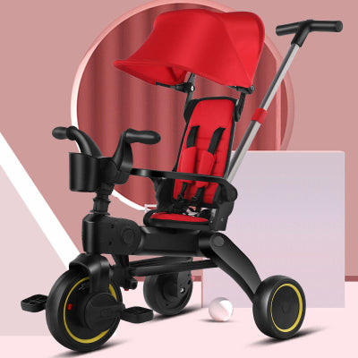 poussette tricycle pliable rouge pour enfant