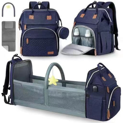 sac a langer - bleu marine  avec berceau pliable- babybag 5 en 1