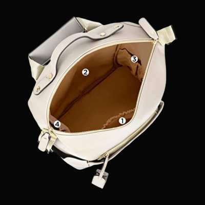 détails intérieur sac à  langer en cuir blanc - sac à dos pour maman