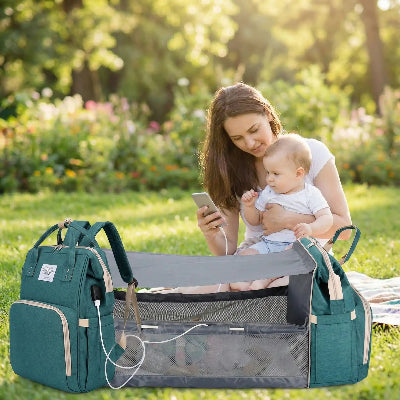 sac a langer vert - lit bebe pliable voyage